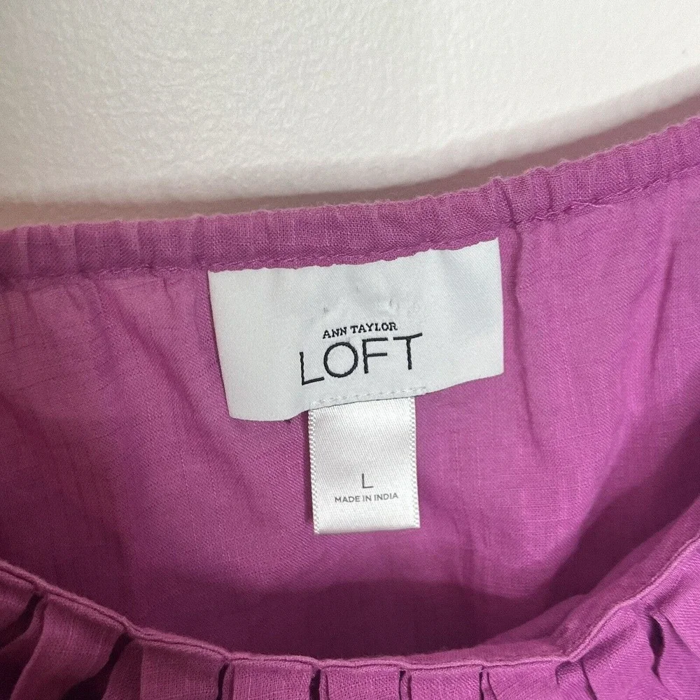 LOFT Sleeveless Fringe Top Purple Women’s Size L Cotton Strappy Summer - Picture 5 of 7